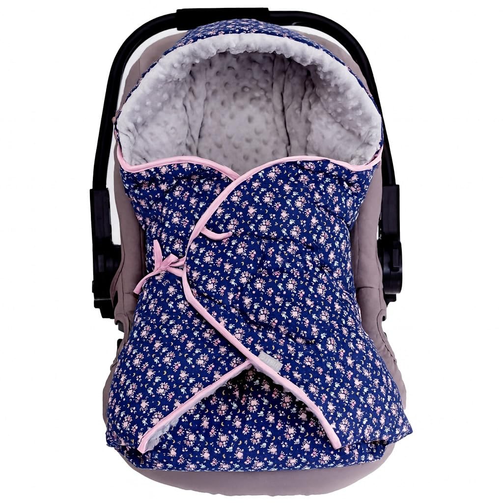 Sevira Kids - Manta envolvente reversible y multiusos, FLORE, azul, 80 cm x 80 cm