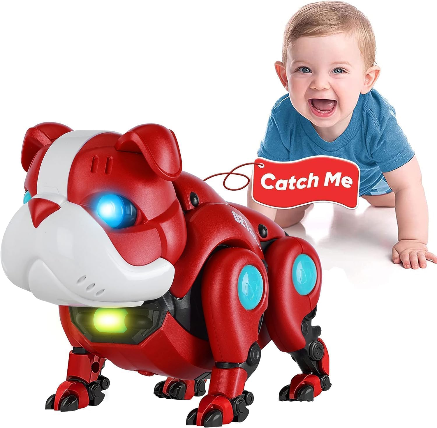 Intelligent Smart Animals Walking Dancing Music Shining Light Robot Dog Pet Toy (Dog Mecha_Red)