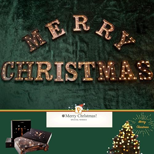 Miniatura 2 de Glintee LED Letra grande de marquesina con luces, 26 letras, estilo clásico, para luz nocturna, boda, fiesta de cumpleaños, funciona con pilas,