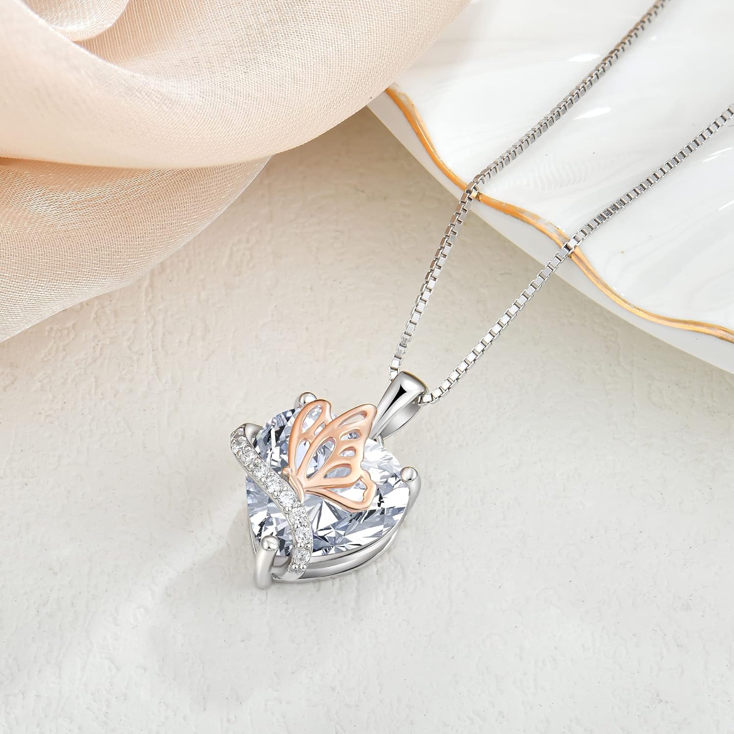 YL Heart Necklace for Women 925 Sterling Silver Engraved/Butterfly/Rose Flower Pendant Birthstone Promise Jewelry - Image 5