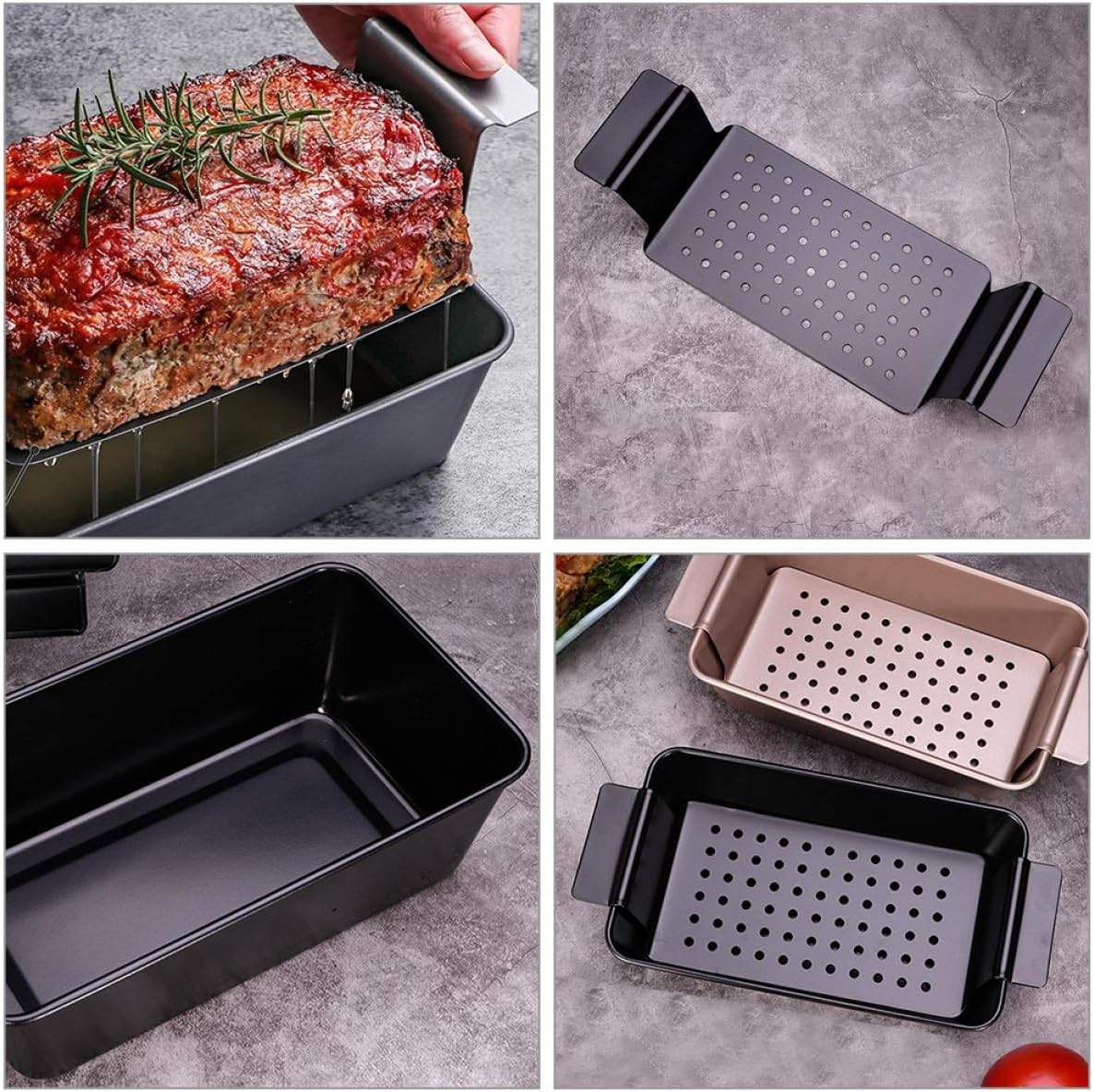 Carbon Steel Toast Mold Non-stick Loaf Pan with Removable Lift-up Tray Black Baking Tool for Home Oven Bread and Meatloaf
