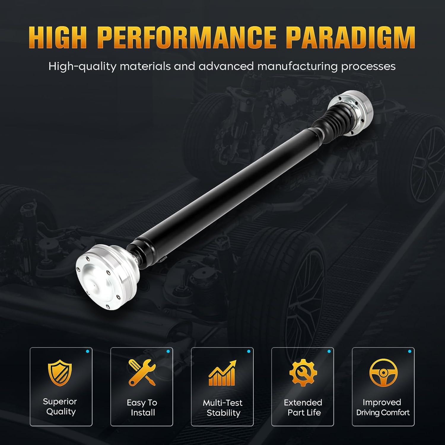 Front Drive Shaft, Driveshaft Assembly Compatible with Jeep Grand Cherokee 1999-2003 4WD 1999-2004 AWD, V8 4.7L, Automatic Transmission, Replace# 52099498AD, 52099498AB