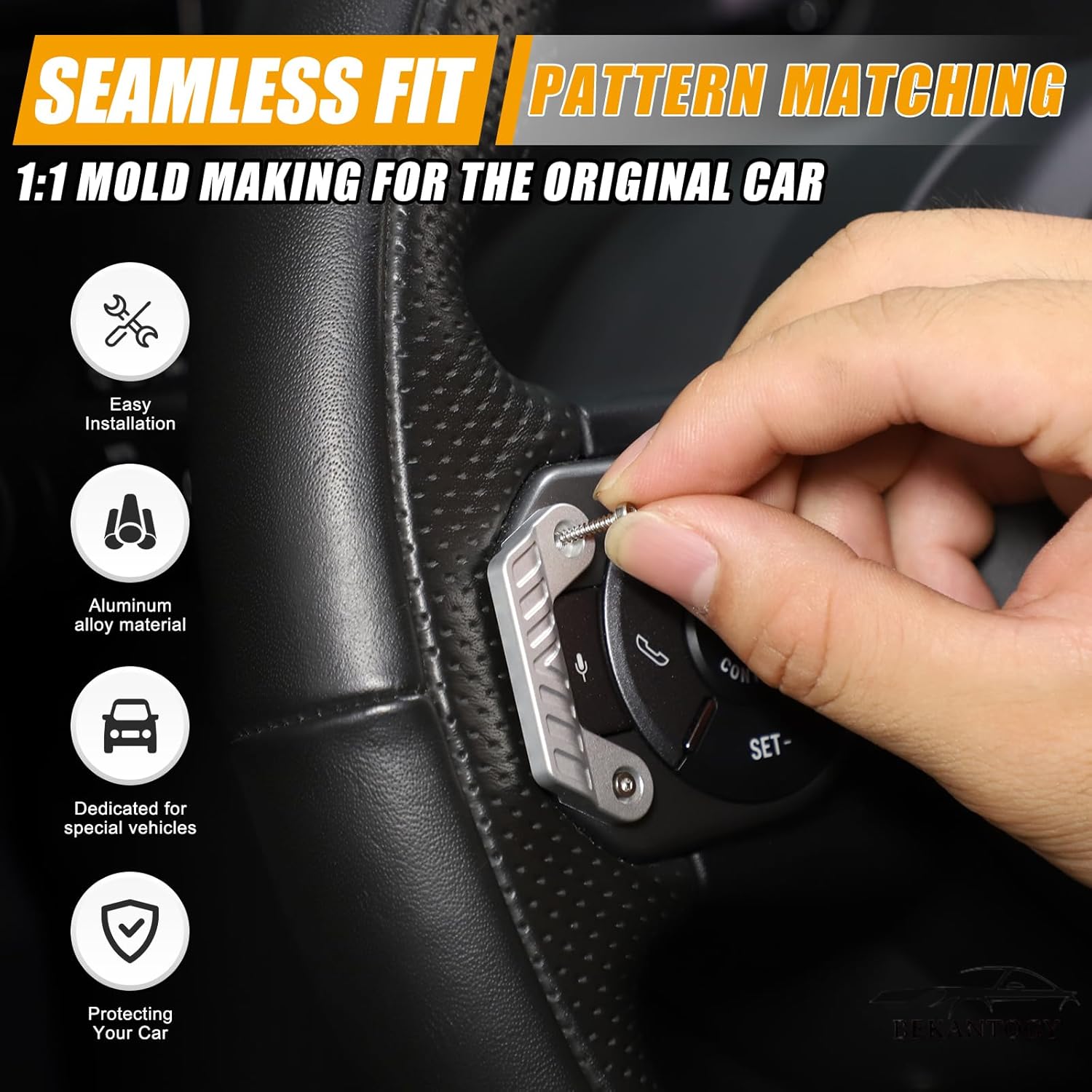 2PCS Steering Wheel Guards Compatible with INEOS Grenadier 2022-2025 Aluminum Alloy Steering Wheel Buttons Mis-Touching Pads Interior Accessories (Silver)