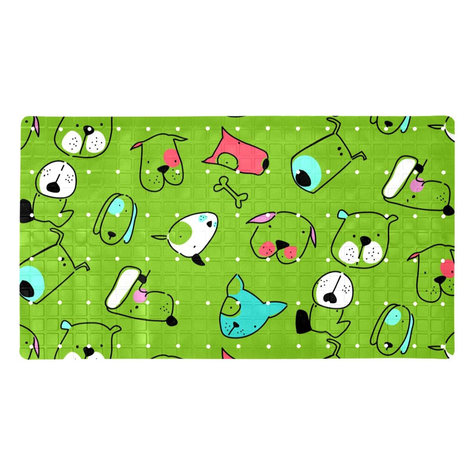Tapis de bain antidérapant en PVC noir lavable de 40x70 cm à ventouses et drainage rapide
