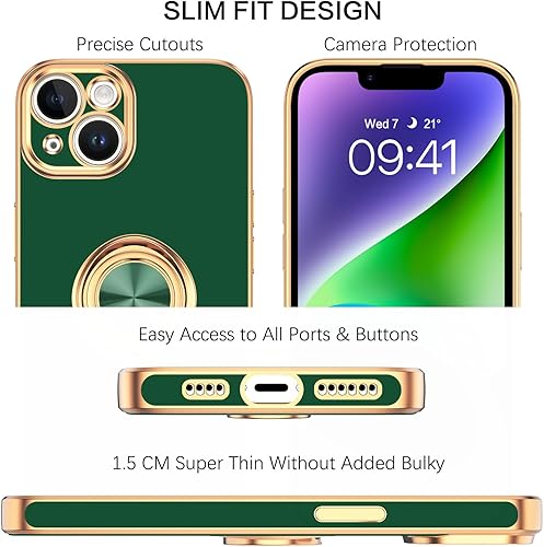 Miniatura 3 de BENTOBEN Funda para iPhone 14 Plus, funda para teléfono iPhone 14 Plus, ajuste delgado, soporte de anillo con soporte, protección a prueba de