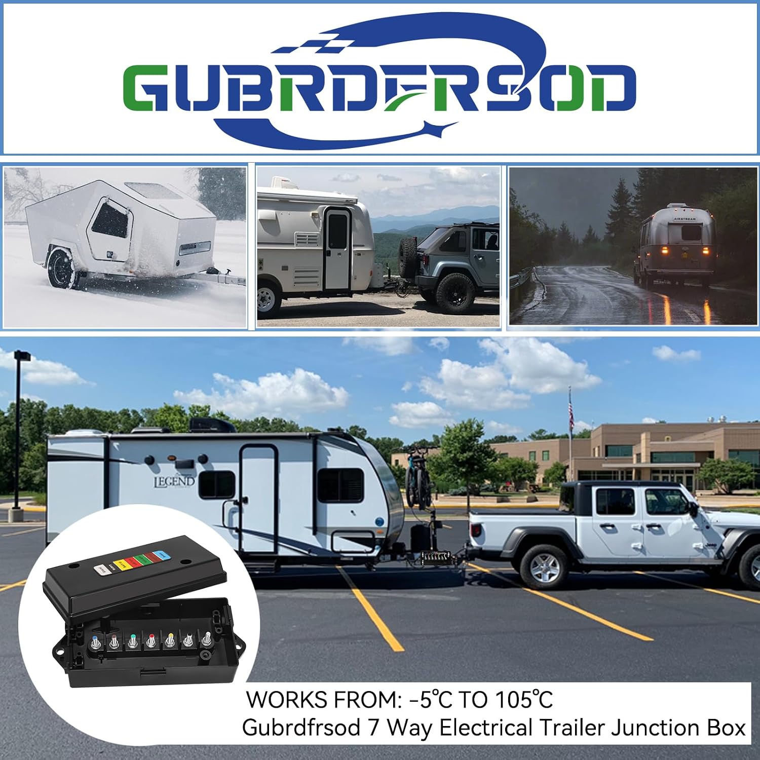 2 Set 7 Color Coded Electric 7 Pin Trailer Wiring Junction Box - 7 Way Trailer Junction Box 7 Pole Waterproof for Camper RV Wiring - Black