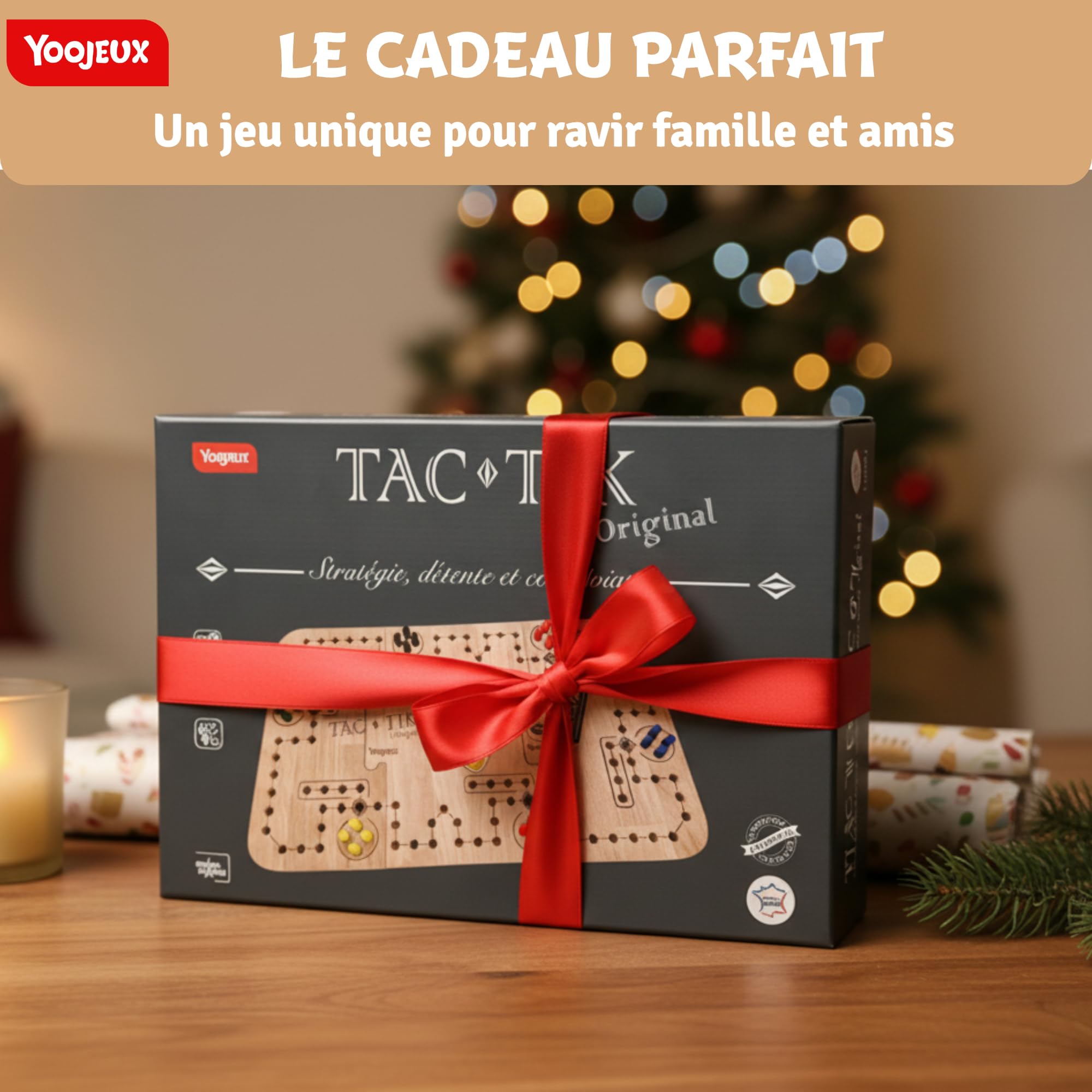 Tac-TIK L'Original Jeu du Tock en Bois pour 2 à 6 Joueurs dès 7 Ans | Jeu de société familial et stratégique, parcours gravé, 24 pions et 54 cartes pour jouer ensemble et varier les parties.
