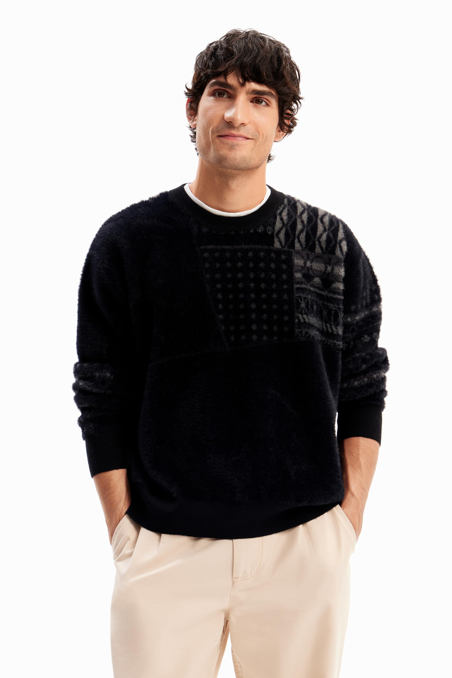 Desigual Men's Jesr_Alessandro Sweater, Black, XXL