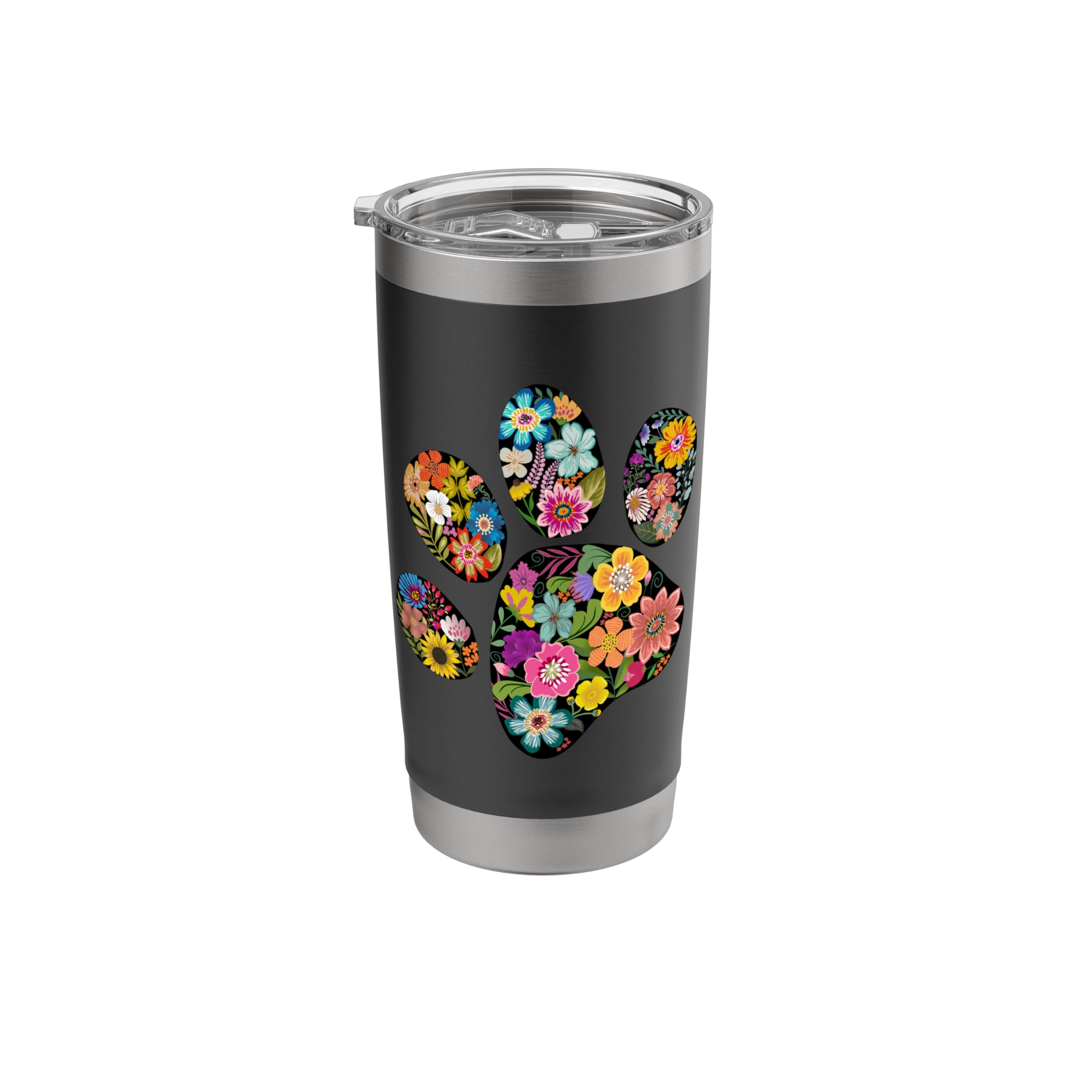 Floral Paw Print Animal Lover Stainless Steel Insulated Tumbler