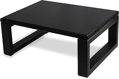 CONSDAN Taburete con marco de metal, madera maciza, portátil para niñosadultos, dormitoriobaño, color negro