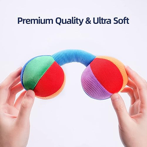 Miniatura 5 de Jollybaby Juguete de sonajero con mancuernas de felpa suave para bebé, recién nacido de 0 a 3 a 6 meses, sonajeros sensoriales de alto contraste en