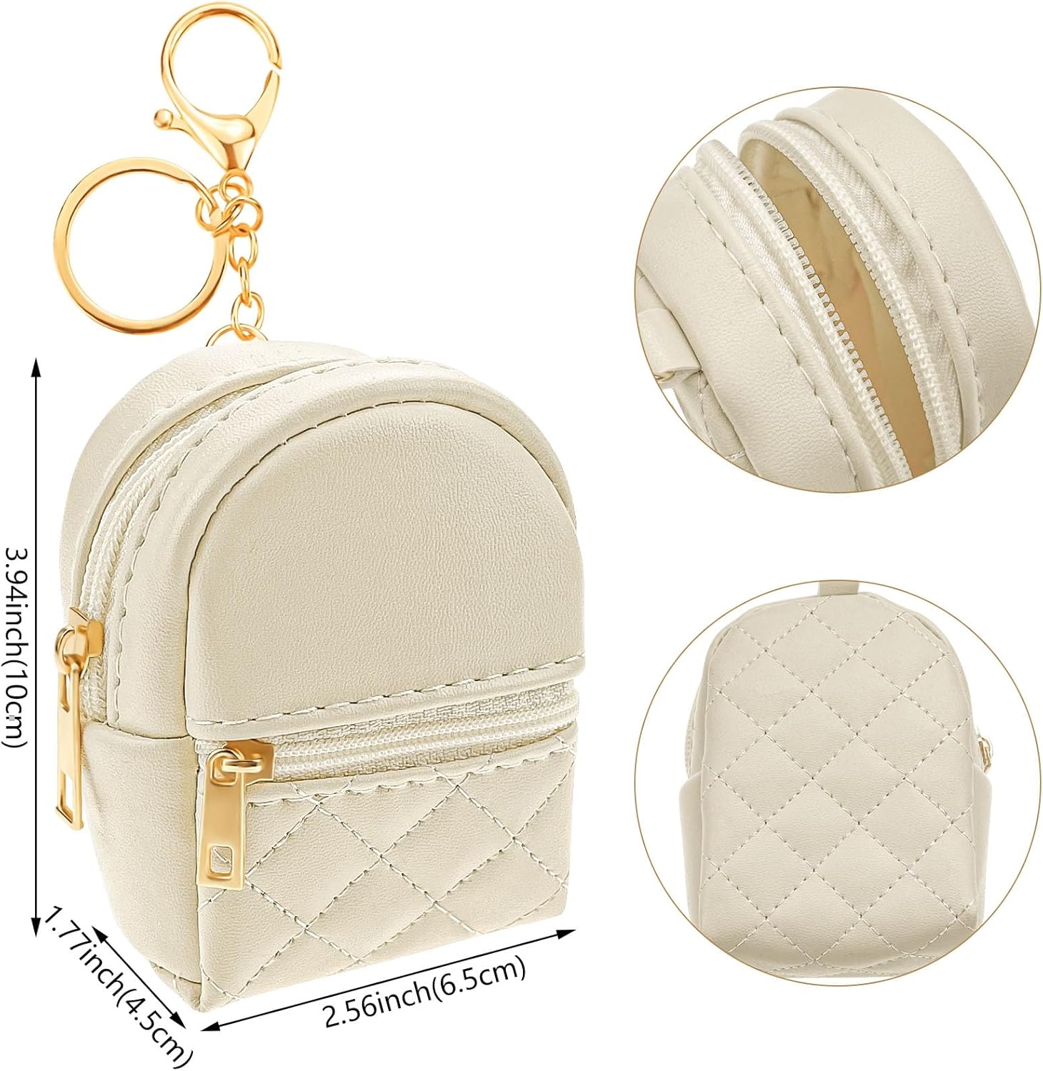 4 Pcs Mini Backpack Cosmetic Bag Keychain PU Leather Lipstick Holder Cute Case Coin Purse Wallet Card Holder Data Cable Organizer Zipper Pouch Portable Travel Storage Bag for Women, Multicolor - Image 2