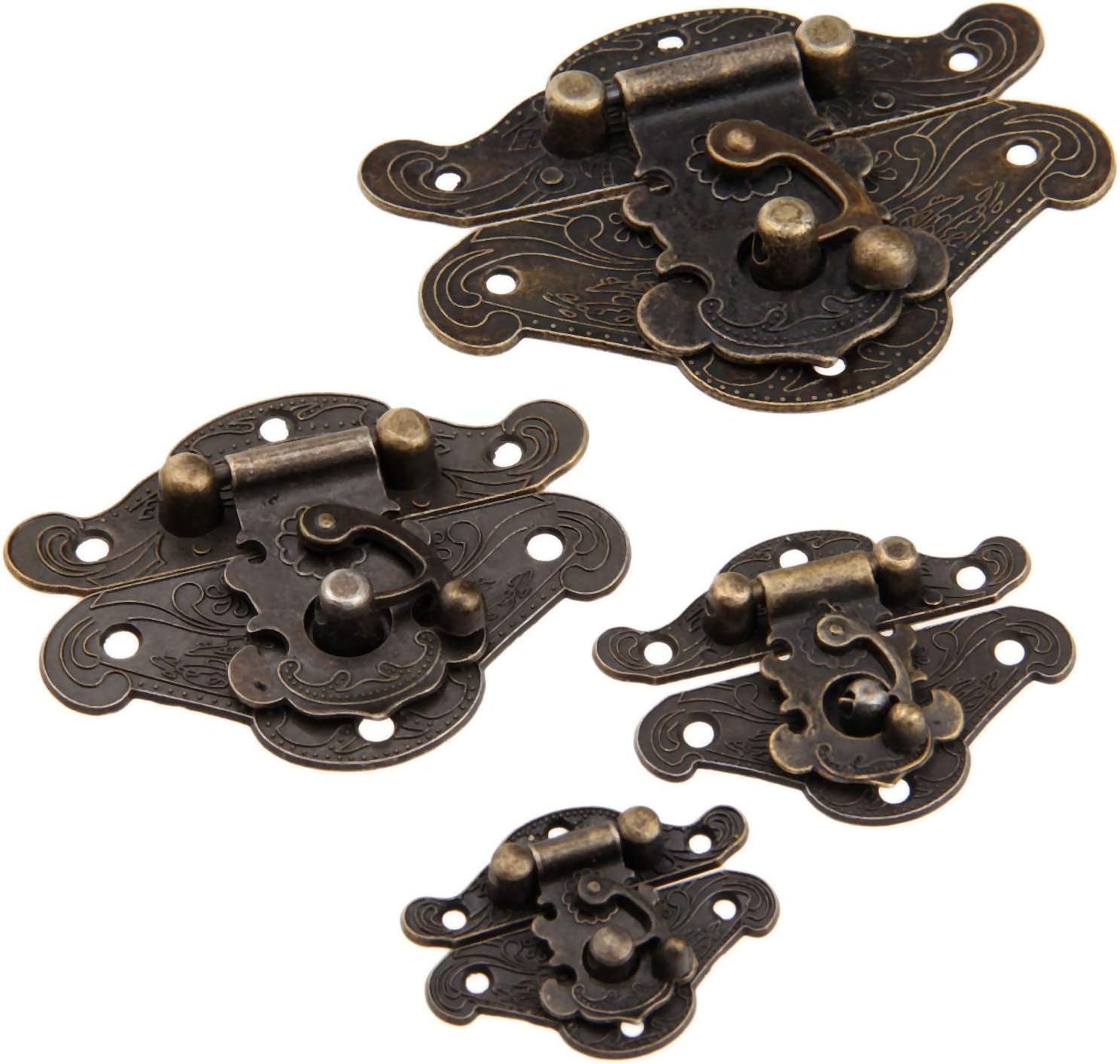 Door Hasp Latch 5Pcs Antique Bronze Metal Lock Decorative Latch Hasps Hook Wooden Jewelry Box Padlock With Screws For Furniture Hardware (Color : 82X65mm)