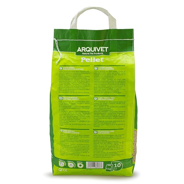 Foto 4 de 5 de Arquivet Pellet - Lecho higiénico Natural, Vegetal, orgánico para Gatos y pequeños mamíferos roedores, 10 L