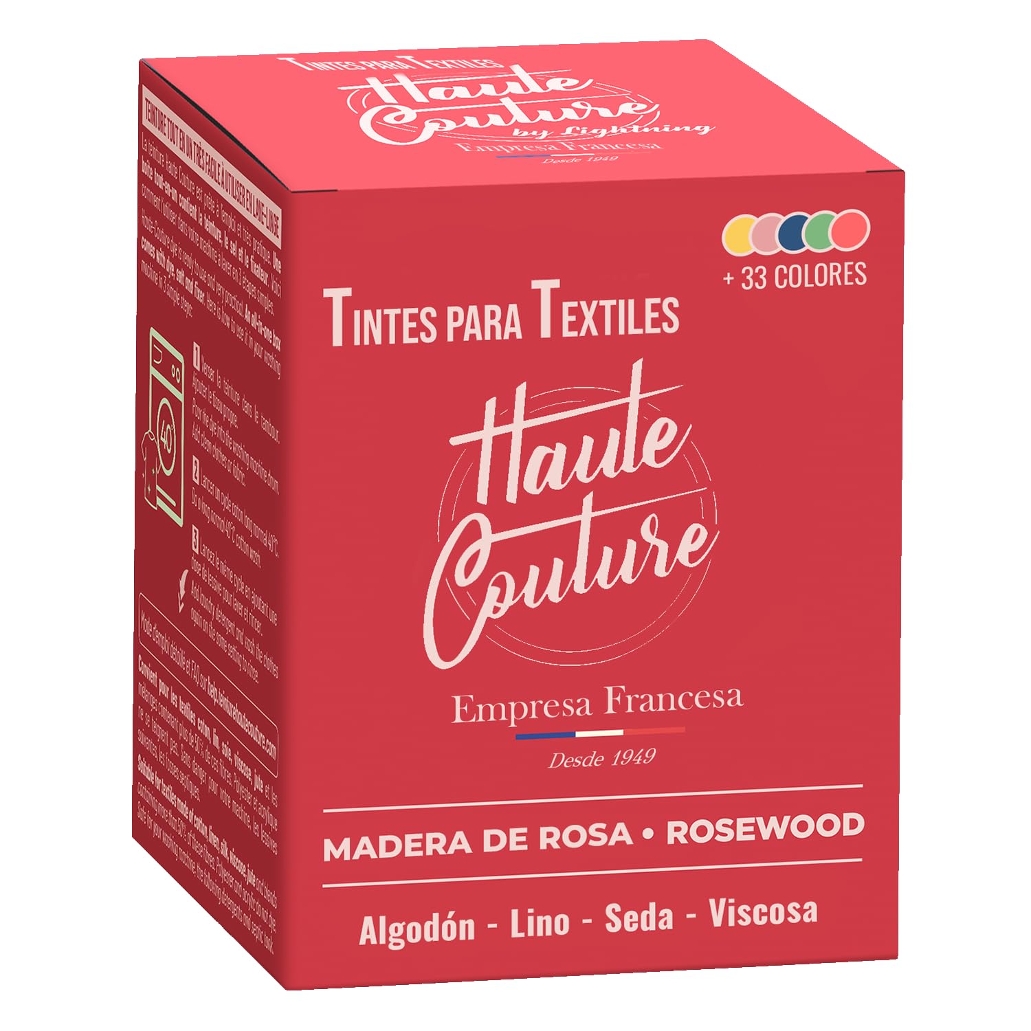 Haute Couture - Tinte para Ropa y Textil Rosa - Madera de Rosa - 350g - Tinte Textil Todo en uno - Listo Para Teñir Ropa y Tejidos