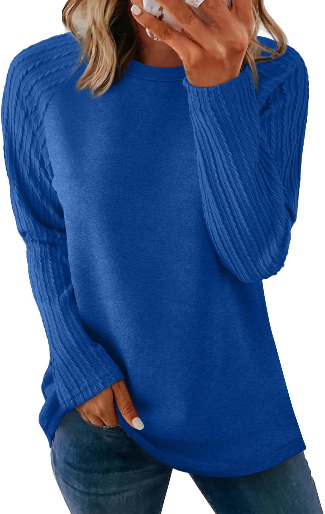 OFEEFAN Long Sleeve Shirts for Womens Fall Fashion 2026 Crewneck Oversized Sweatshirt Tunic Tops to Wear with Leggings