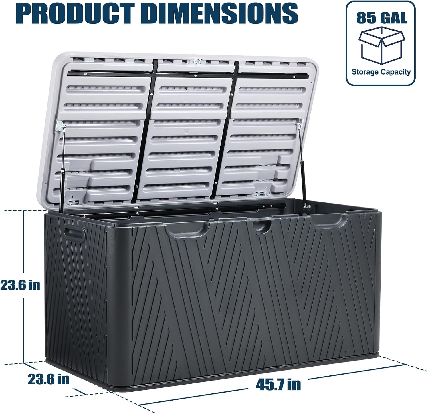 Aoodor 85 Gallon Deck Box, Outdoor Storage Box, Waterproof & Weather-Resistant Lockable, Patio Bench Storage Box for Cushion, Garden Tools, Black