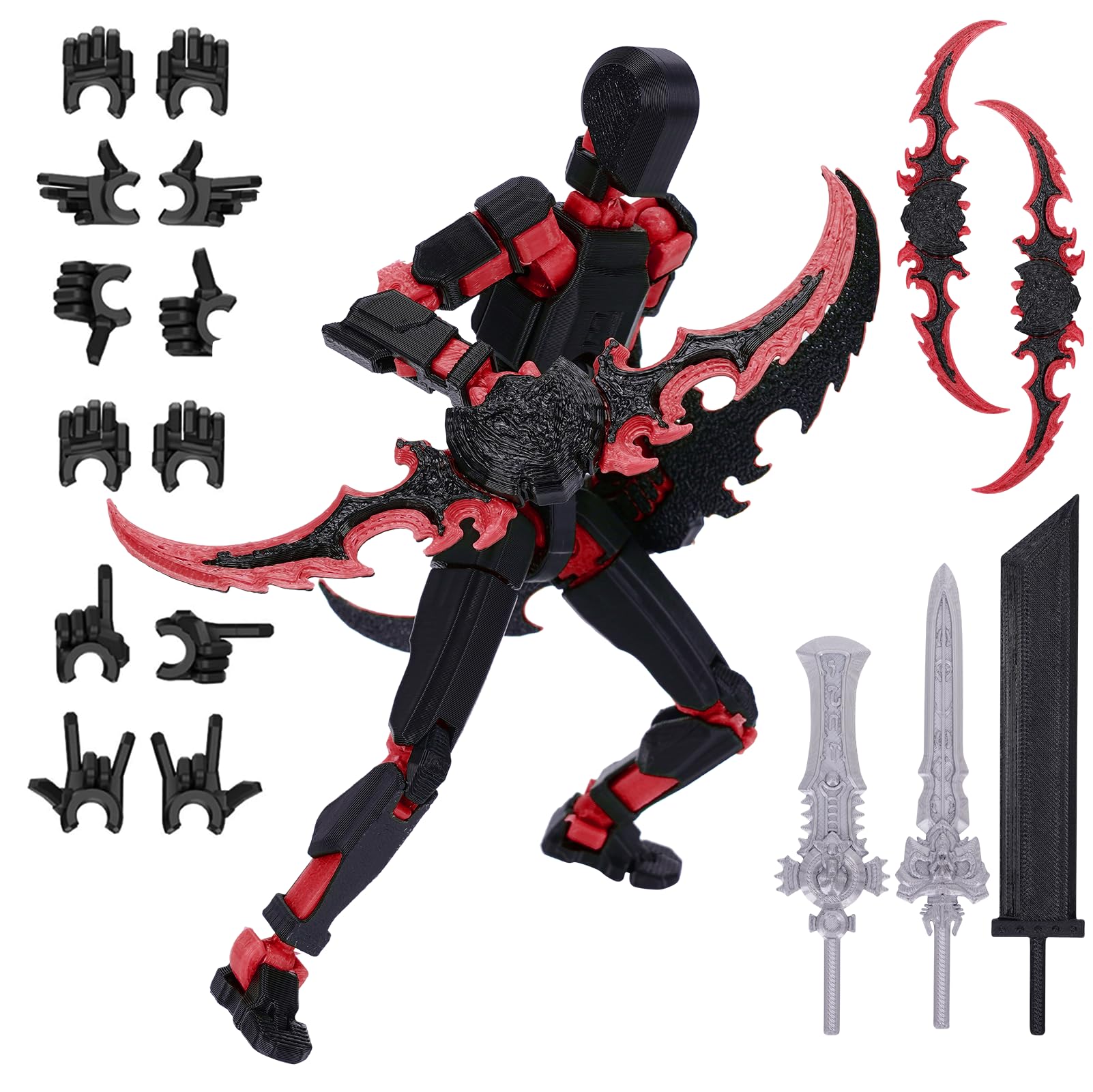 Starnearby T13 Action Figure, Assembly Completed 13CM 3D Printed Titan 13 Action Figure Dummy 13 with 5 Weapons & 6 Hands Sets, Kids' Play Action Figures for Collectors Desktop Decorations