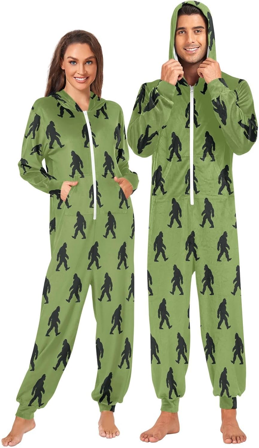 Adult Onesie Pajamas for Women Men One-Piece Costume Hooded Sleepwear Jumpsuit S-XL