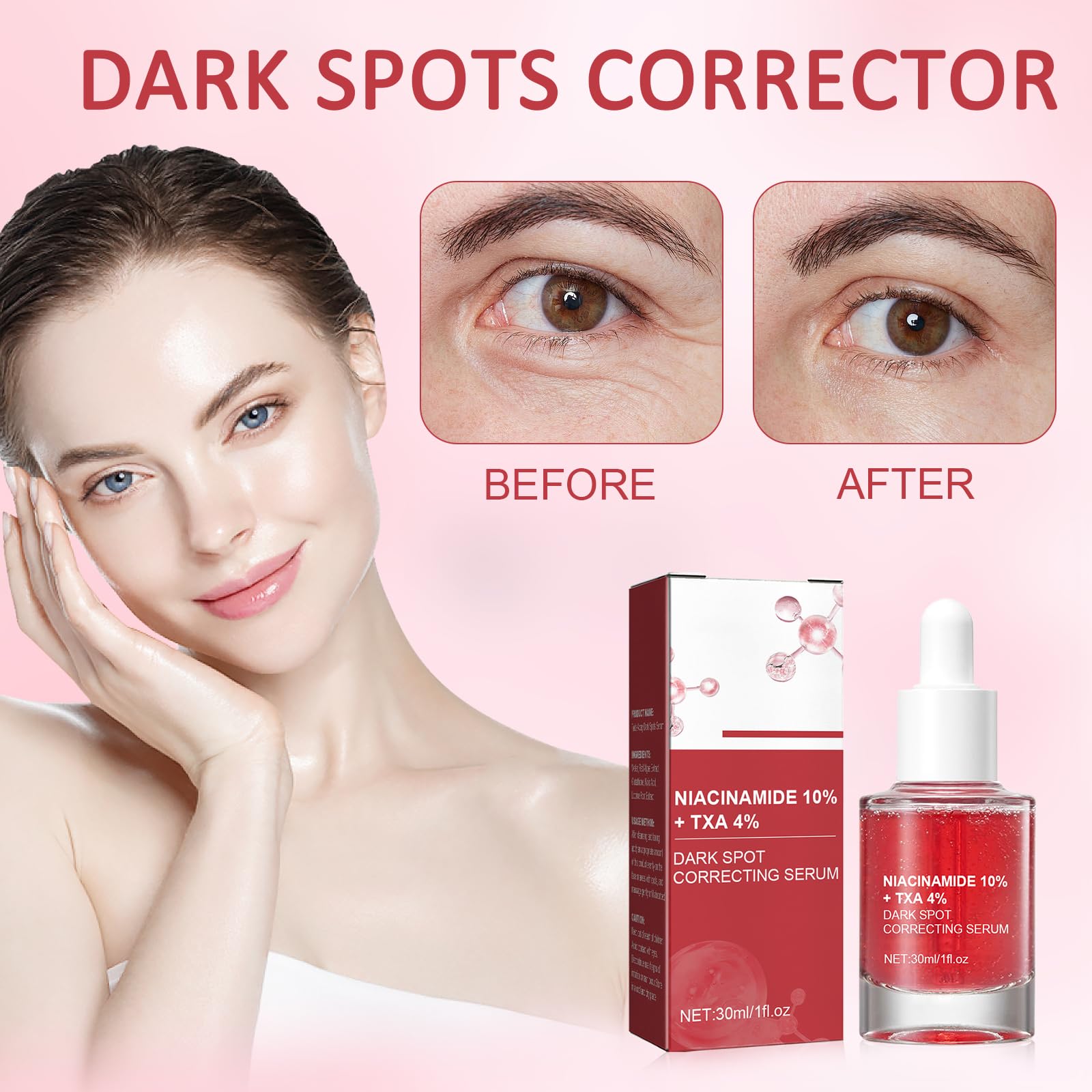 Dark Spot Correcting Serum 2PCS Niacinamide Serum,10% Niacinamide+4% Tranexamic Acid,Removes Acne Scars and Evens Skin Tone,Fragrance-Free - Image 2