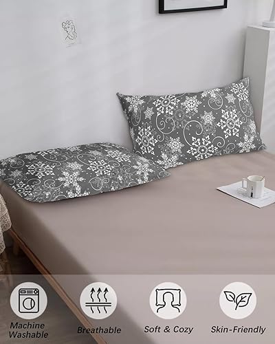 Miniatura 4 de Fundas de almohada clásicas de copo de nieve tamaño King, fundas de almohada suaves y decorativas de lujo para sofá lumbar con cierre de sobre,