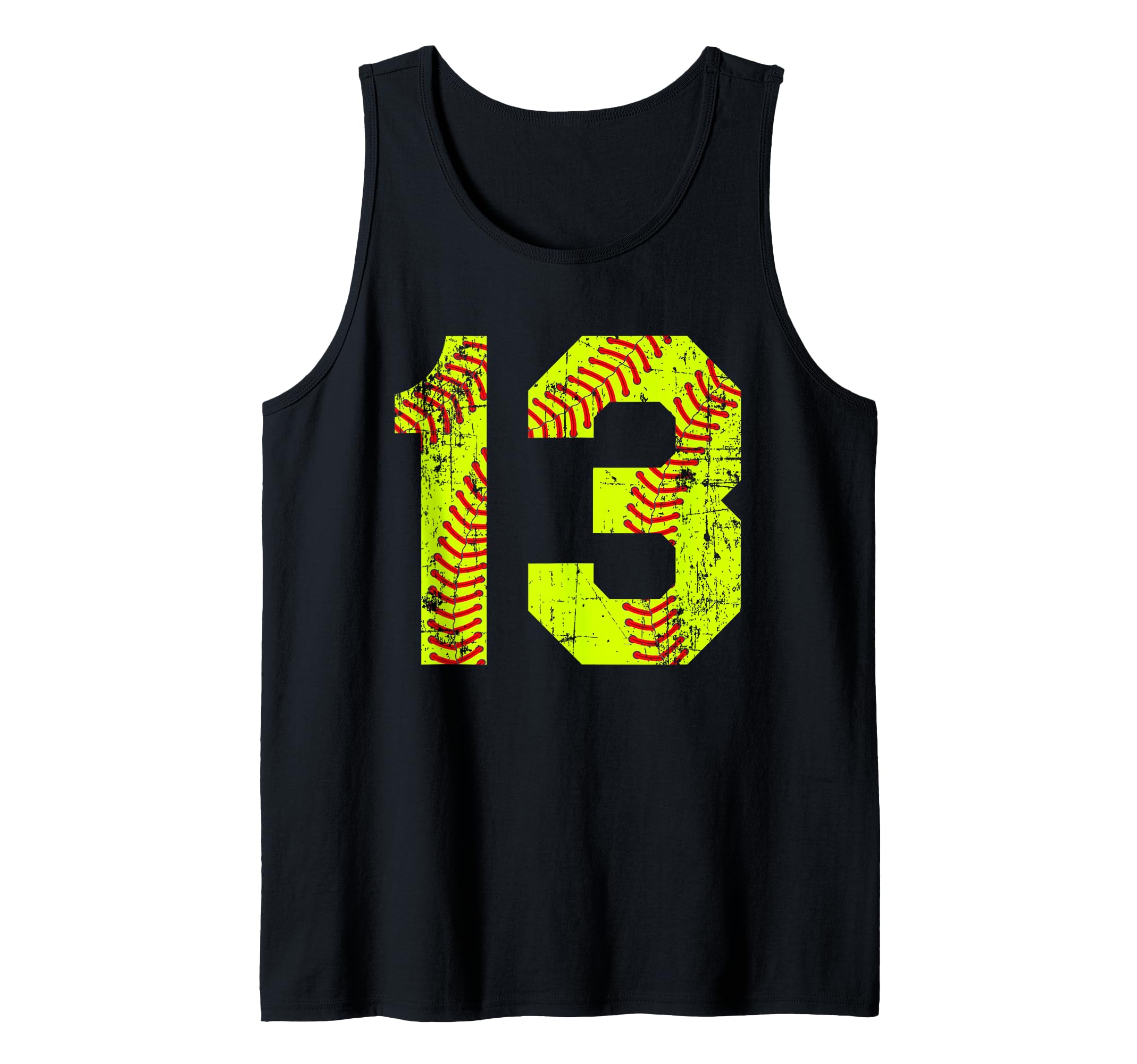 Vintage Softball 13 Jersey Number Tank Top