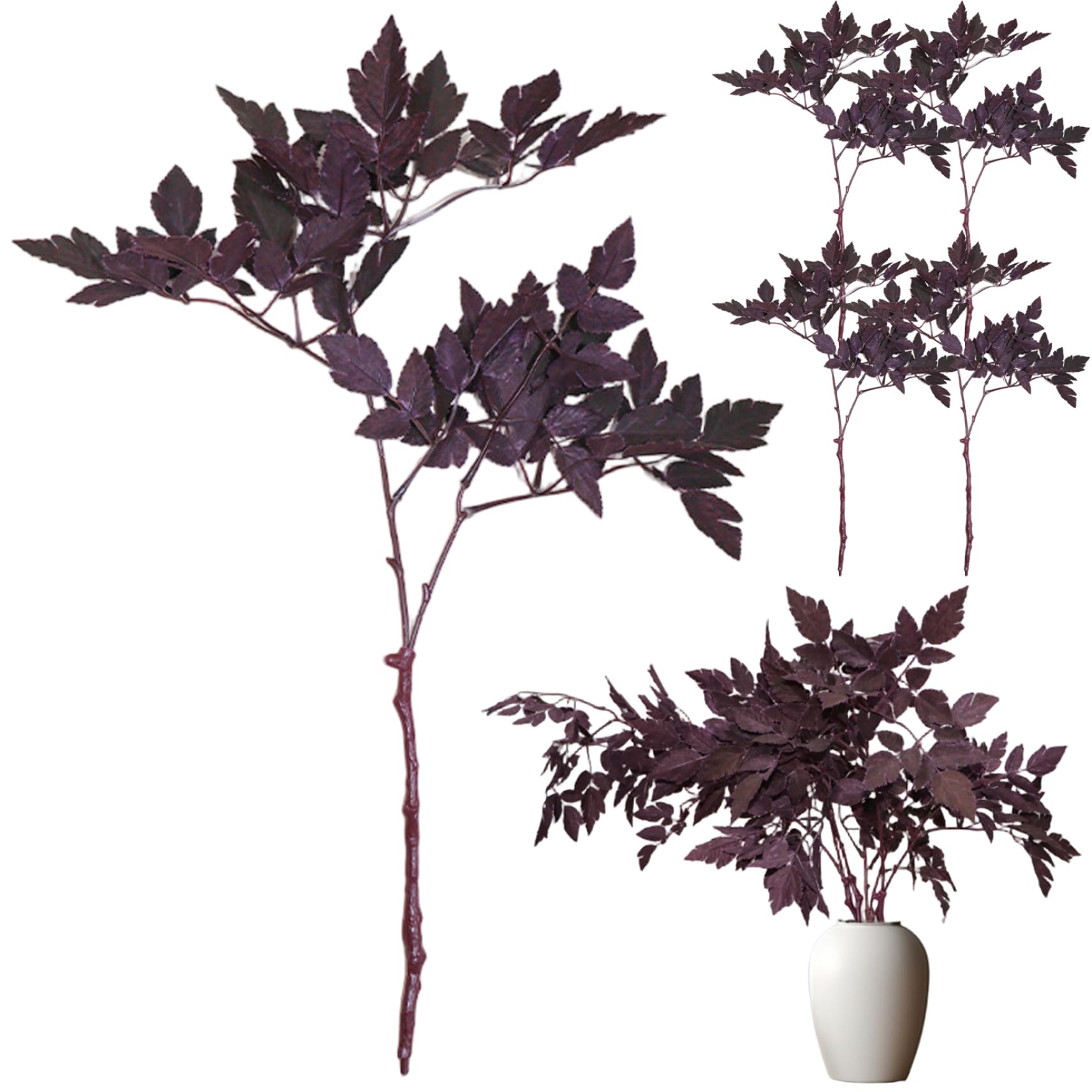 StaZamor 4Pcs 20 Inch Silk Faux Cimicifuga Stems with Fall Leaves, Artificial Branches for Vase, Fireplace Mantel Centerpieces, Farmhouse Wedding Home Decor
