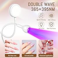 Vista 34 de AORAEM Lámpara LED UV para uñas: lámpara U V de cuello de cisne de doble cabeza para uñas de gel, luz LED de curación flash con 6 lupas para el Negro