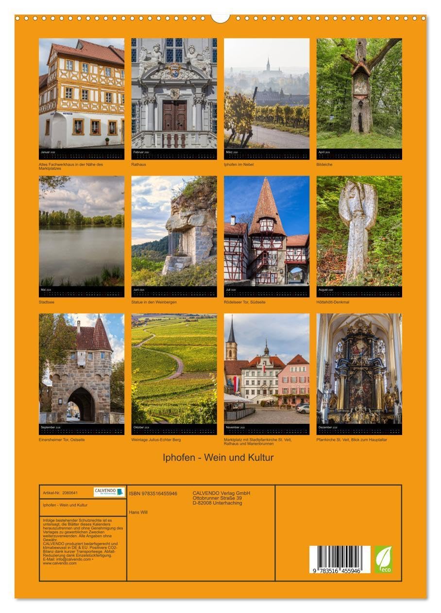Iphofen - Wein und Kultur (hochwertiger Premium Wandkalender 2026 DIN A2 hoch), Kunstdruck in Hochglanz: Iphofen, Weinstadt mit Kultur (CALVENDO Orte)
