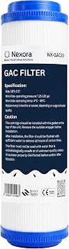 NEXORA 10 Inch Water Filter Cartridges for RO & Under Sink Systems   Universal Replacement Filters   PP Sediment, CTO Carbon Block & GAC Carbon   Multi-Pack GAC/UDF Cartridge, Pack of 1