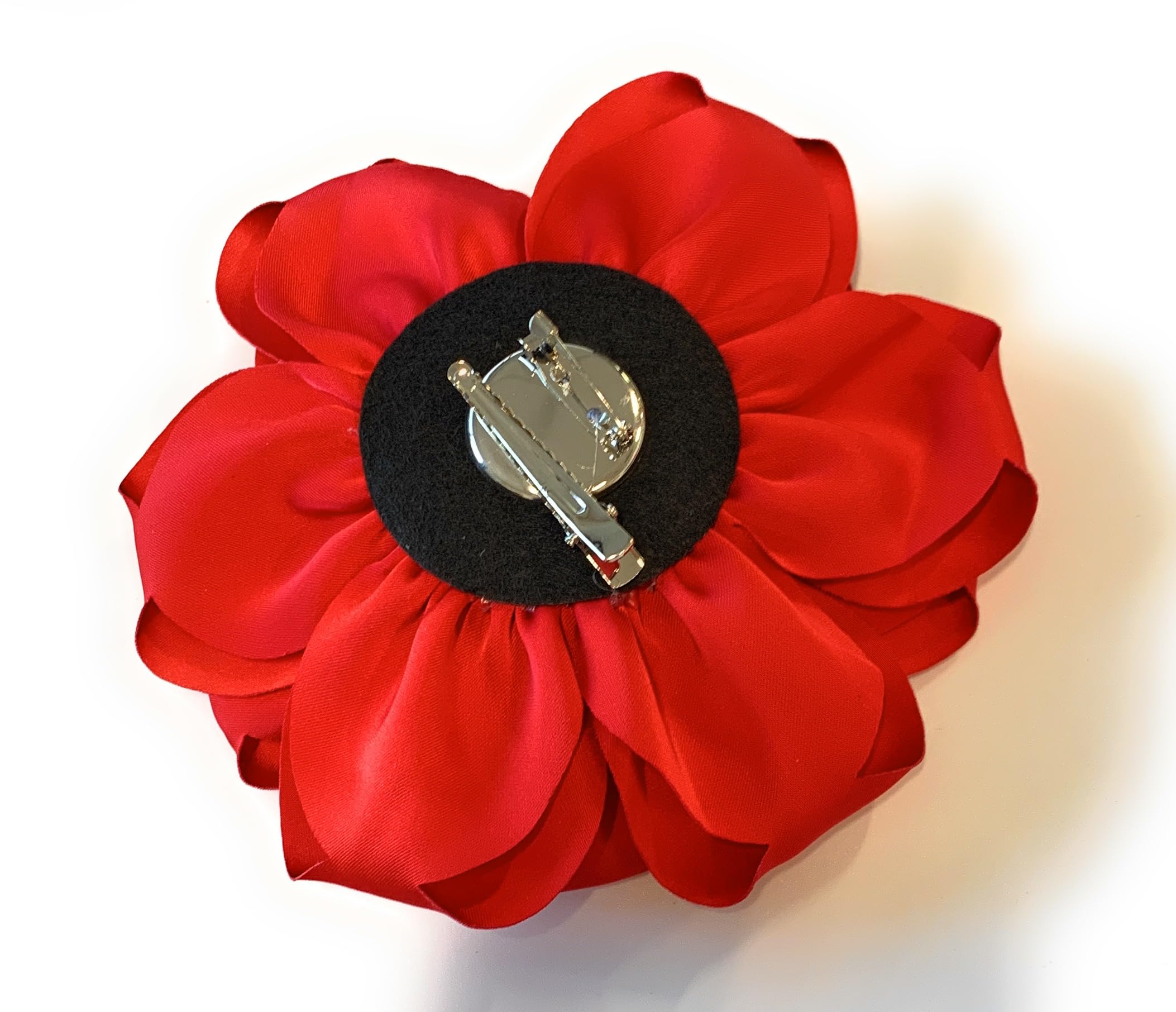 Large Rose Fascinator Corsage Hair Clip and Brooch Pin, Satin Flower, Multi-Colour Options (Red) - Image 2