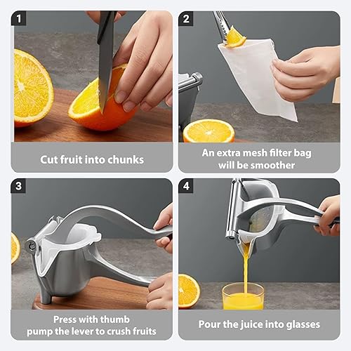 Miniatura 6 de Exprimidor de prensa manual Máquina trituradora de cítricos de mano, extractor de jugo de prensa manual para prensar limones, naranjas y limas,