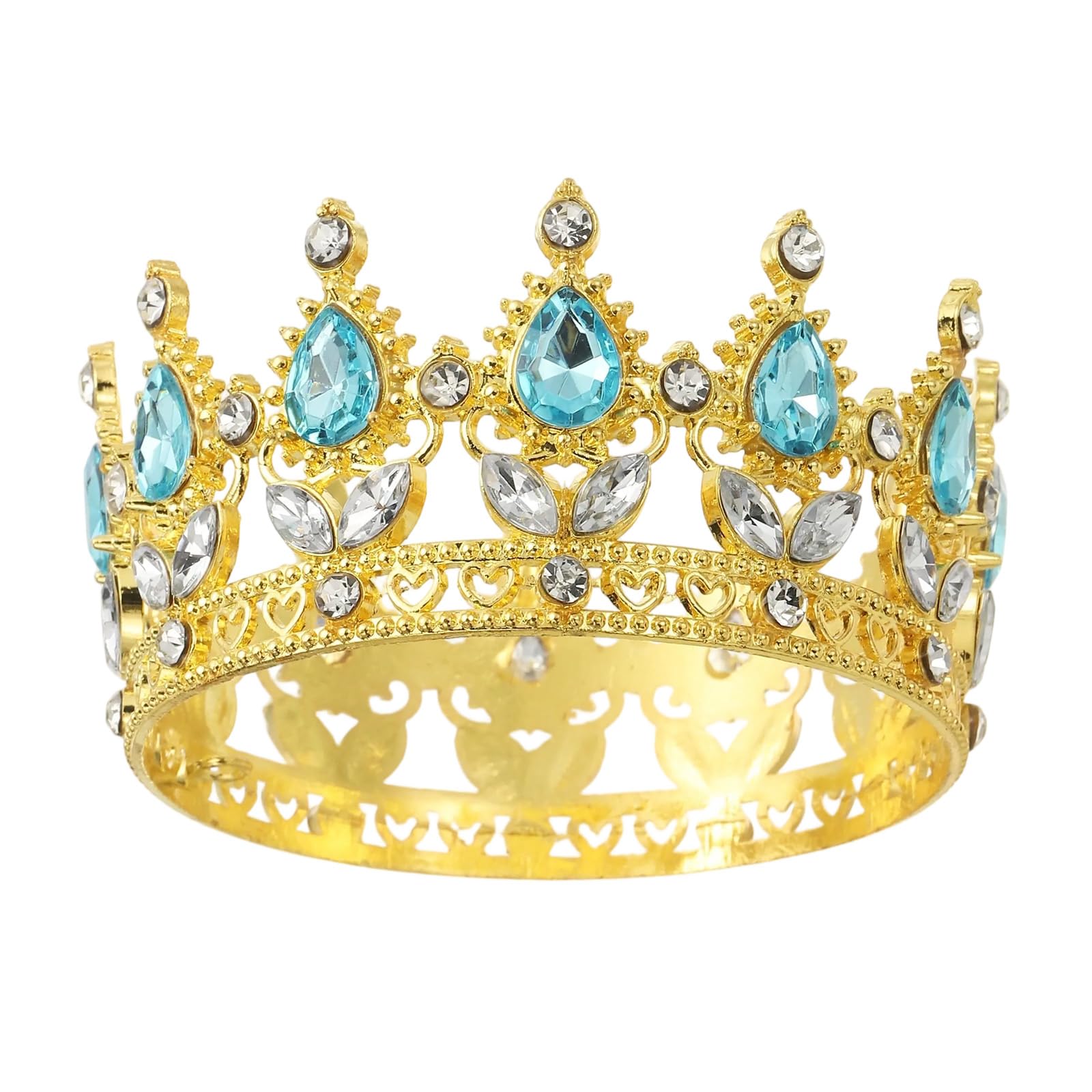 Muiltvoe Mini Crown Cake Toppers, Alloy Queen Princess Little Crown Tiara Cupcake Heart Shaped with Crystal for Birthday Cake Decor Wedding Party