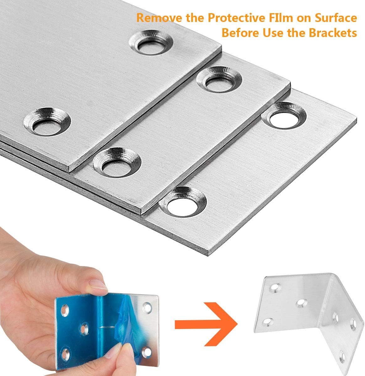 ASelected 22Pcs Stainless Steel Corner Brackets 2"x2"x2" Heavy Duty L Brackets for Wood 50MM 2Inch Wide Metal Corner Braces 90 Degree L Shape Joint Right Angle Brackets for Shelves Wooden Frame Bed