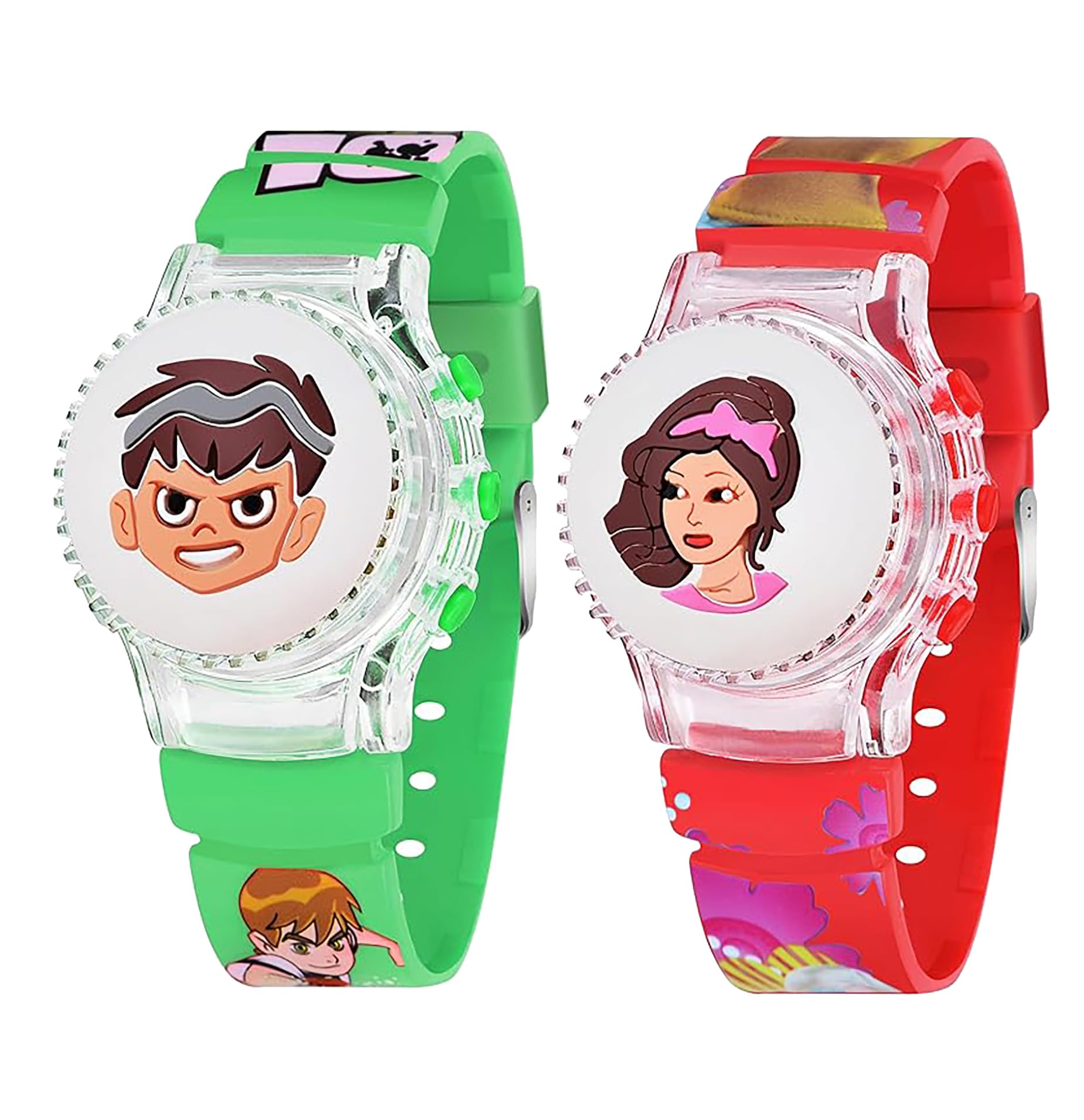 Time Up Digital Dial Combo of 2 Cartoon Glowing Rotating Cap Kids Toy Watch for Boys & Girls (Age:3-10 Years)-RC256-BN-90X (Green-Red) (B0CYT31LT2) Amazon Price History, Amazon Price Tracker