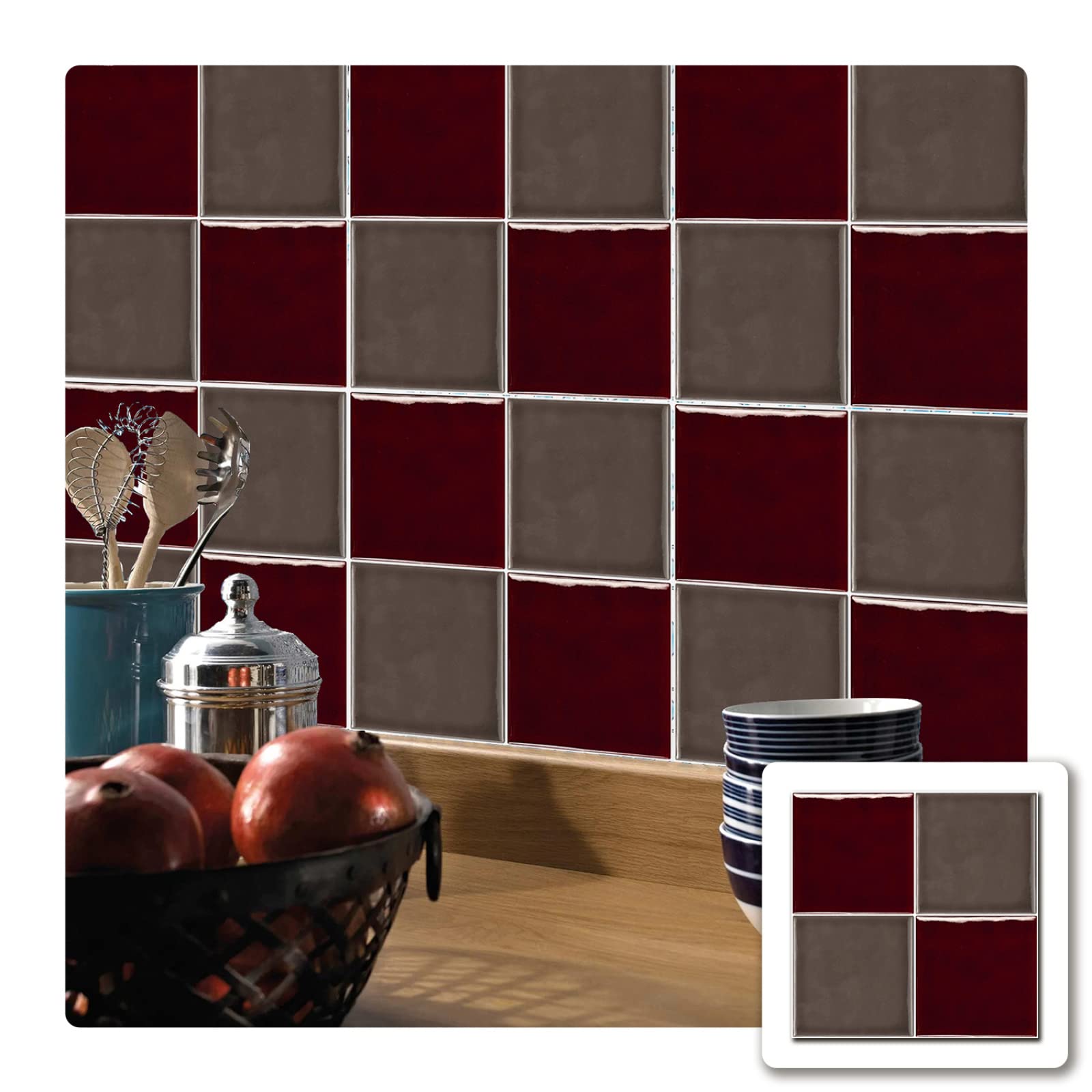 LMYSXAOZ Tile Stickers 15x15cm Deep Purple Stick on Tiles Self Adhesive Wall Peel and Floor Tiles, for Kitchen Bathroom(10pcs)
