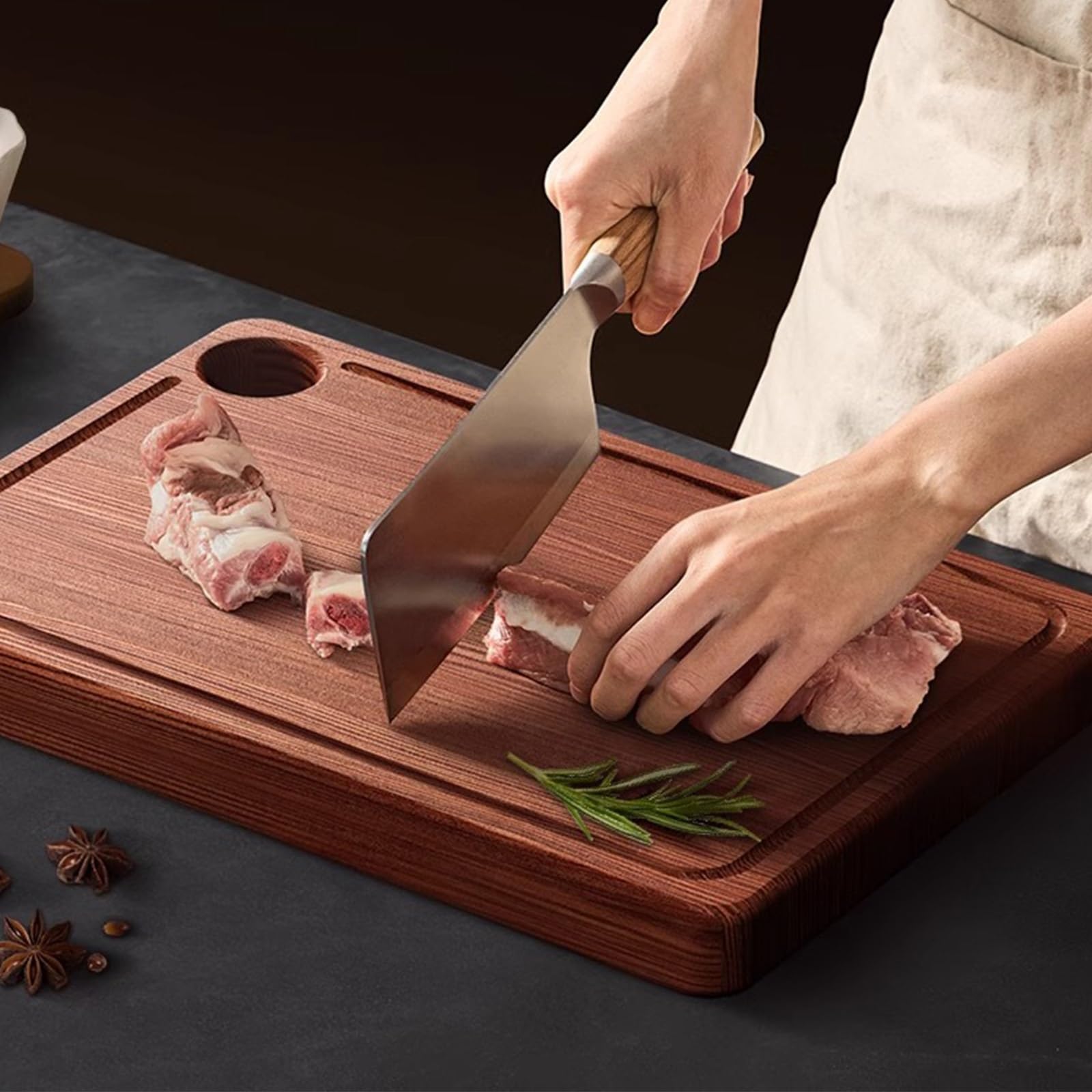 Tabla Cortar Cocina De Troncos De Ébano, Tabla De Cortar De Cocina Natural, Tablas for Picar De Madera Profesional(30 * 20 * 2.5cm)