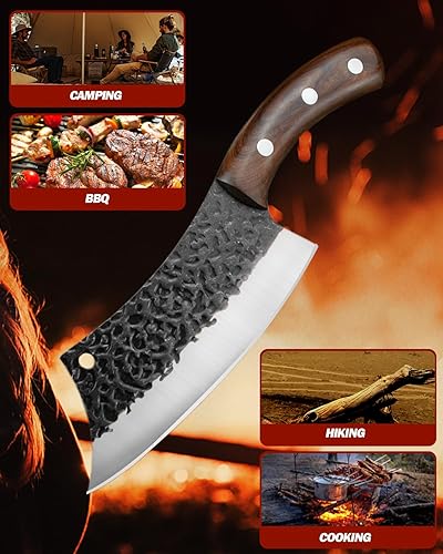 Miniatura 6 de ohmonlyhoo Cuchillo de carnicero para cortar carne, picar, cortar en cubitos, picar - Cuchillos de cocina de 10 pulgadas hechos con acero HC forjado