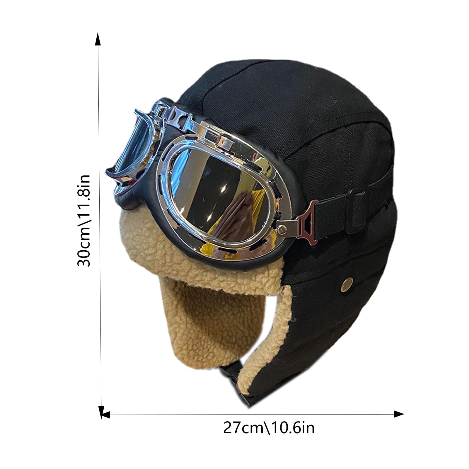 Casque Aviateur Style Rétro Et Lunettes - Casque Épais Chaud Coupe-Vent Avec Protection Des Oreilles Pour L'Hiver | Casques Aviateur Unisexe Pour Cyclisme, Ski, Alpinisme Et Sports De Plein Air | Incl