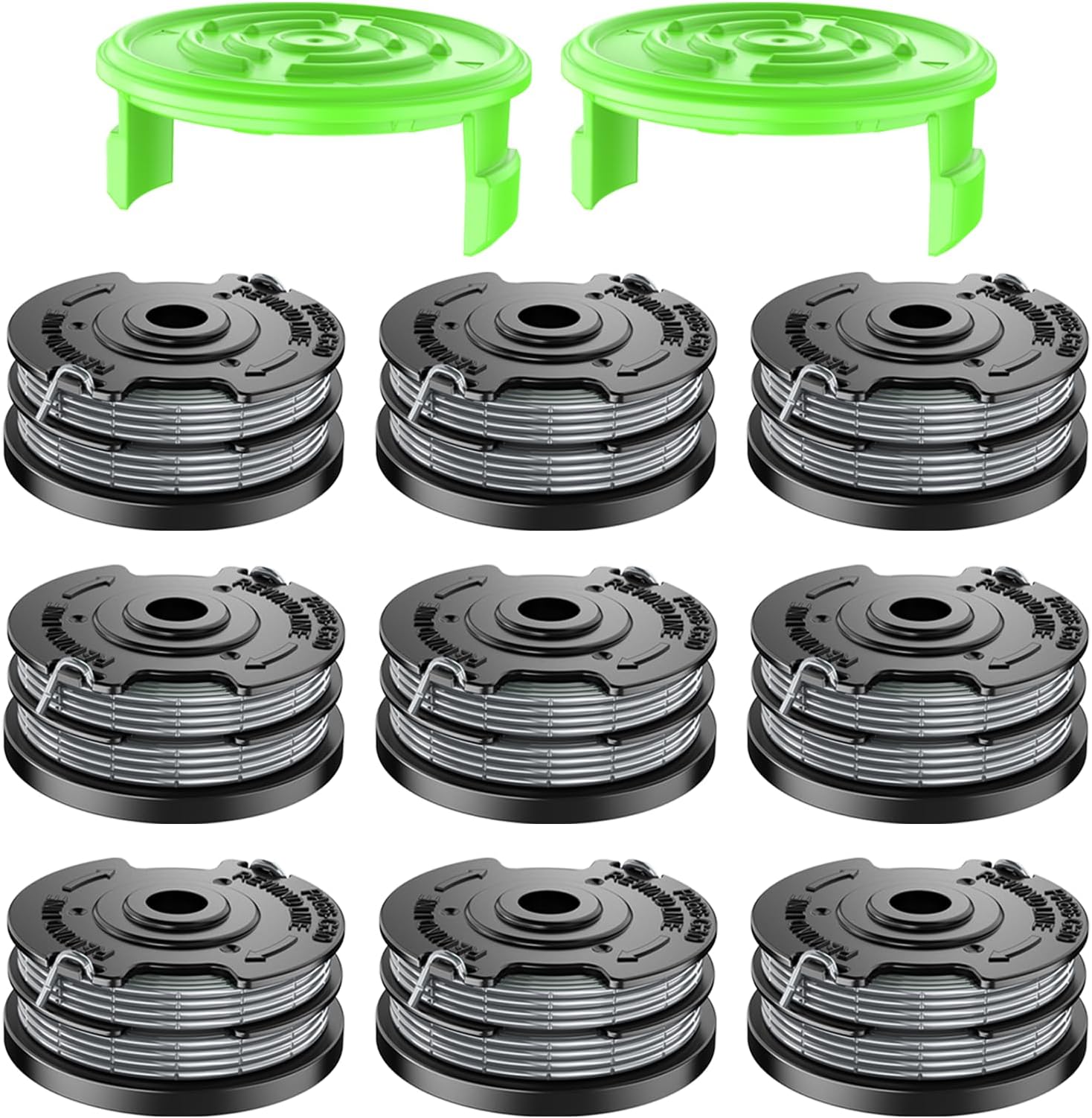 11 PCS Trimmer Spools for Greenworks,0.065 inch Replacement Trimmer Spool,Compatible with Greenworks String Trimmer 2101602,2101602A,STBA40B210,2101602,ST40B410(9 Pcs Trimmer Lines+2 Pcs Trimmer Caps)