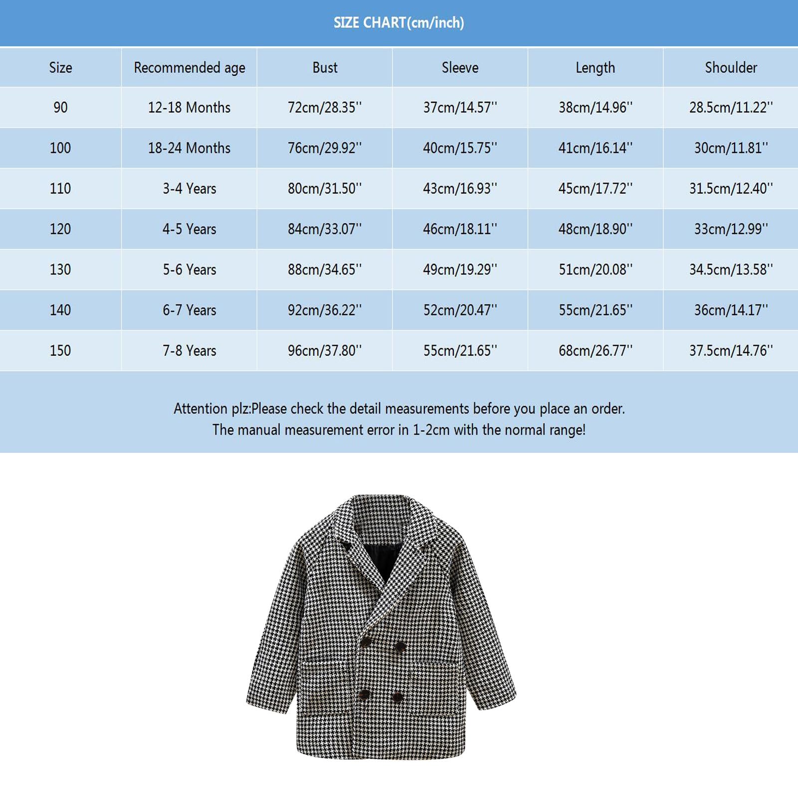 WWricotta Cappotto per Bambini Cappotto per Bambini Cappotto di Lana Autunnale e Invernale per Ragazzi Cappotto per Bambini Medio e lungo389