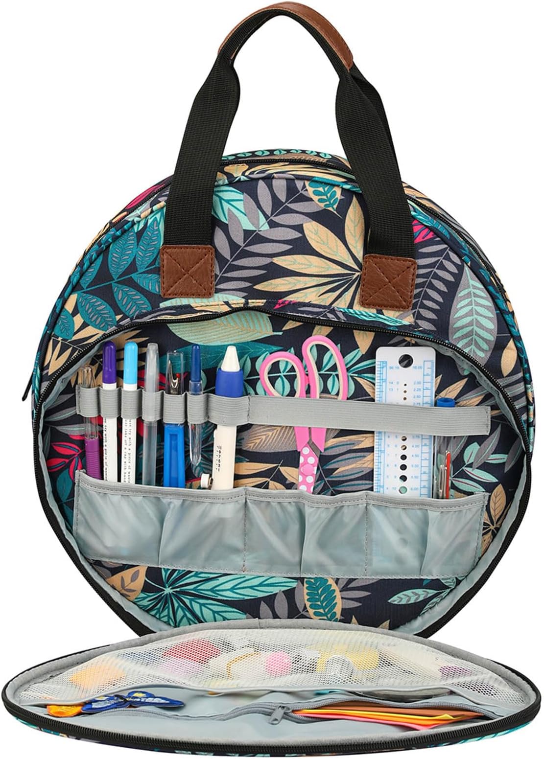 – Embroidery Project Bag, Empty Embroidery Tool Storage Bag with Compartments and Pockets for Accessories, Portable Tote Bags for Cross-S-titch Kits Tools, Craft Carry Case for Hoops Sewing Crafts