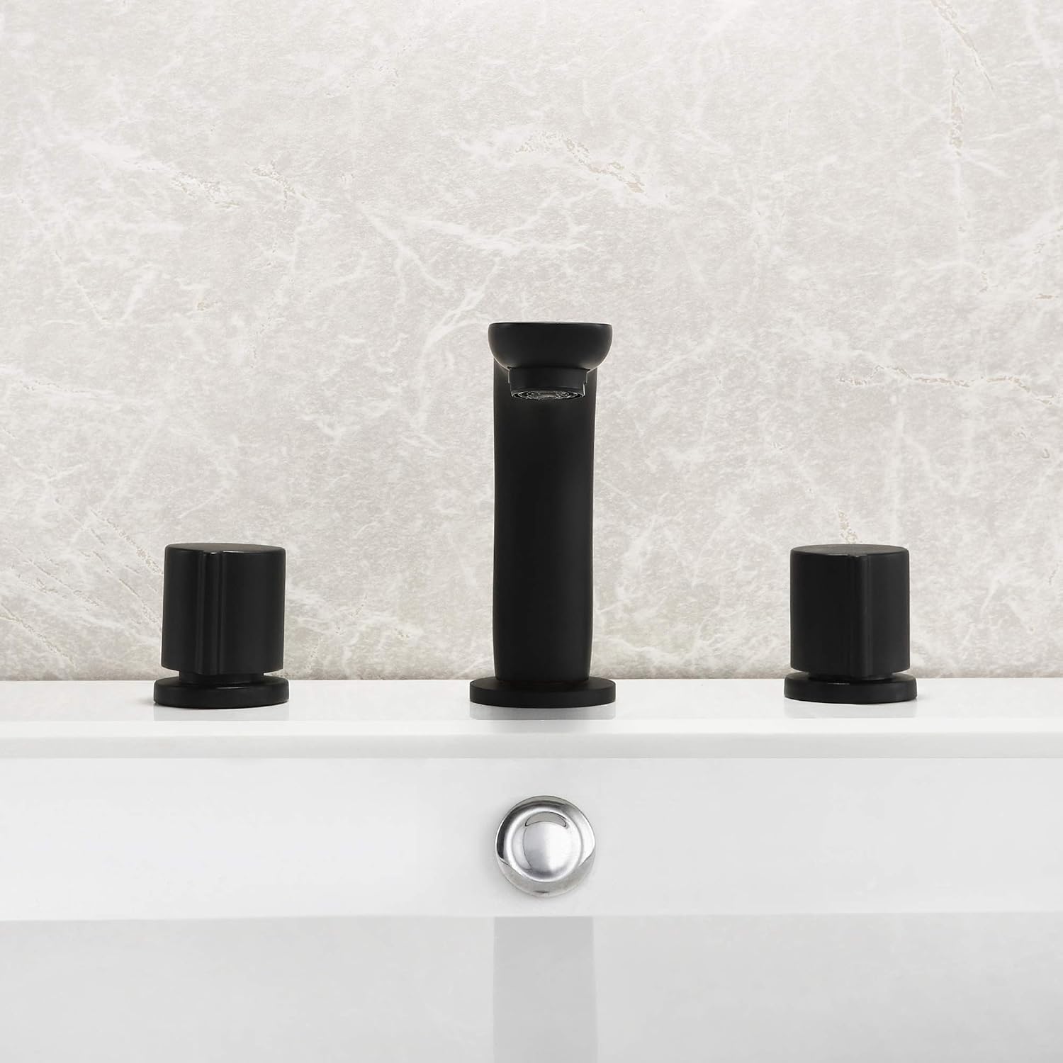 Review Discount Dr Faucet Bathtub Widespread Faucet 360 Rotation Spout Deck Mount Bathtub Faucets Bathroom Roman Tub 3 Hole Waterfall Tub Faucet with Valve, Matte Black