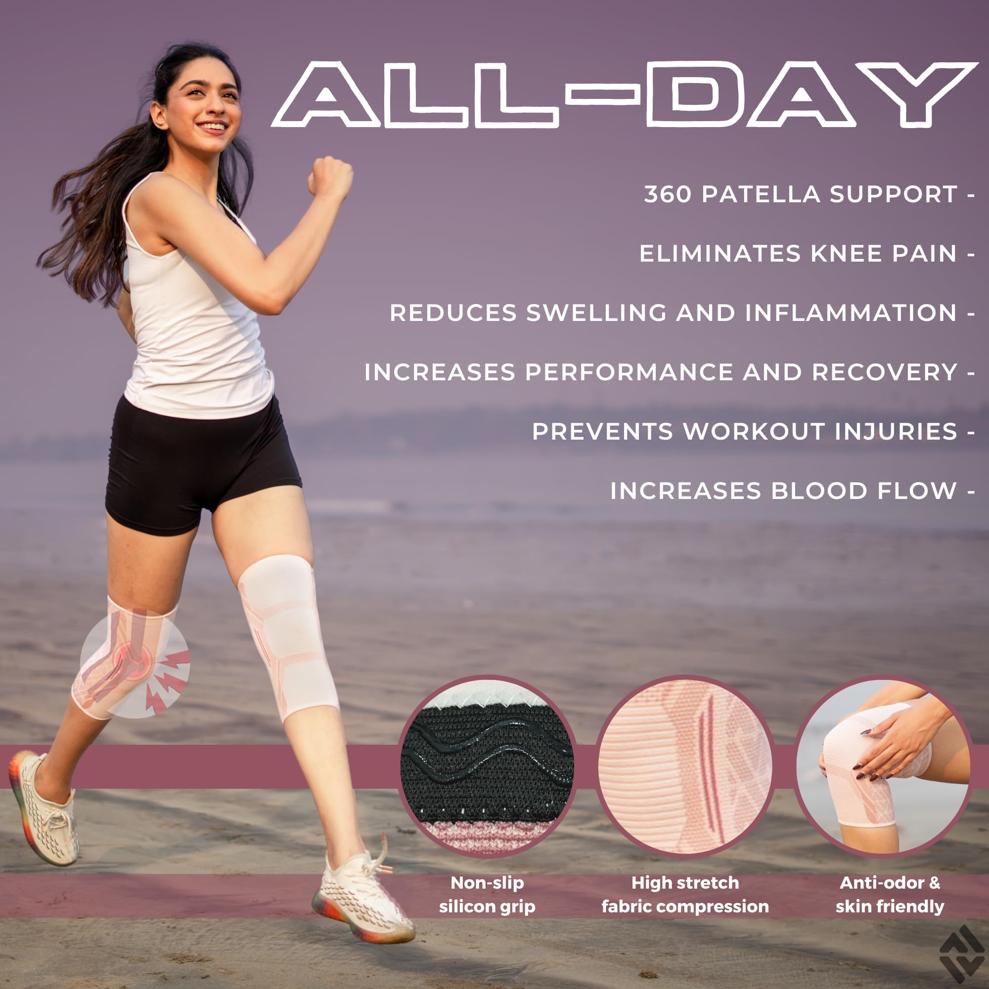 DR. FITZY (1 PAIR Anti-slip and breathable sports knee caps for women gym, patella knee support for woman running and squats, high compression ortho knee cap for woman(2pcs knee pads for women) - Image 5 thumbnail