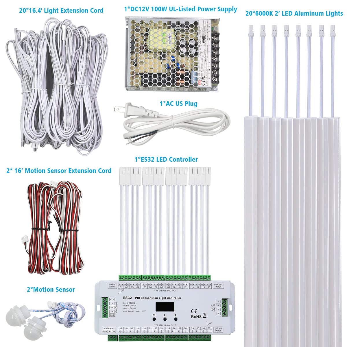 32CH ES32 PIR Sensor Stair Light Controller Human Body Infrared