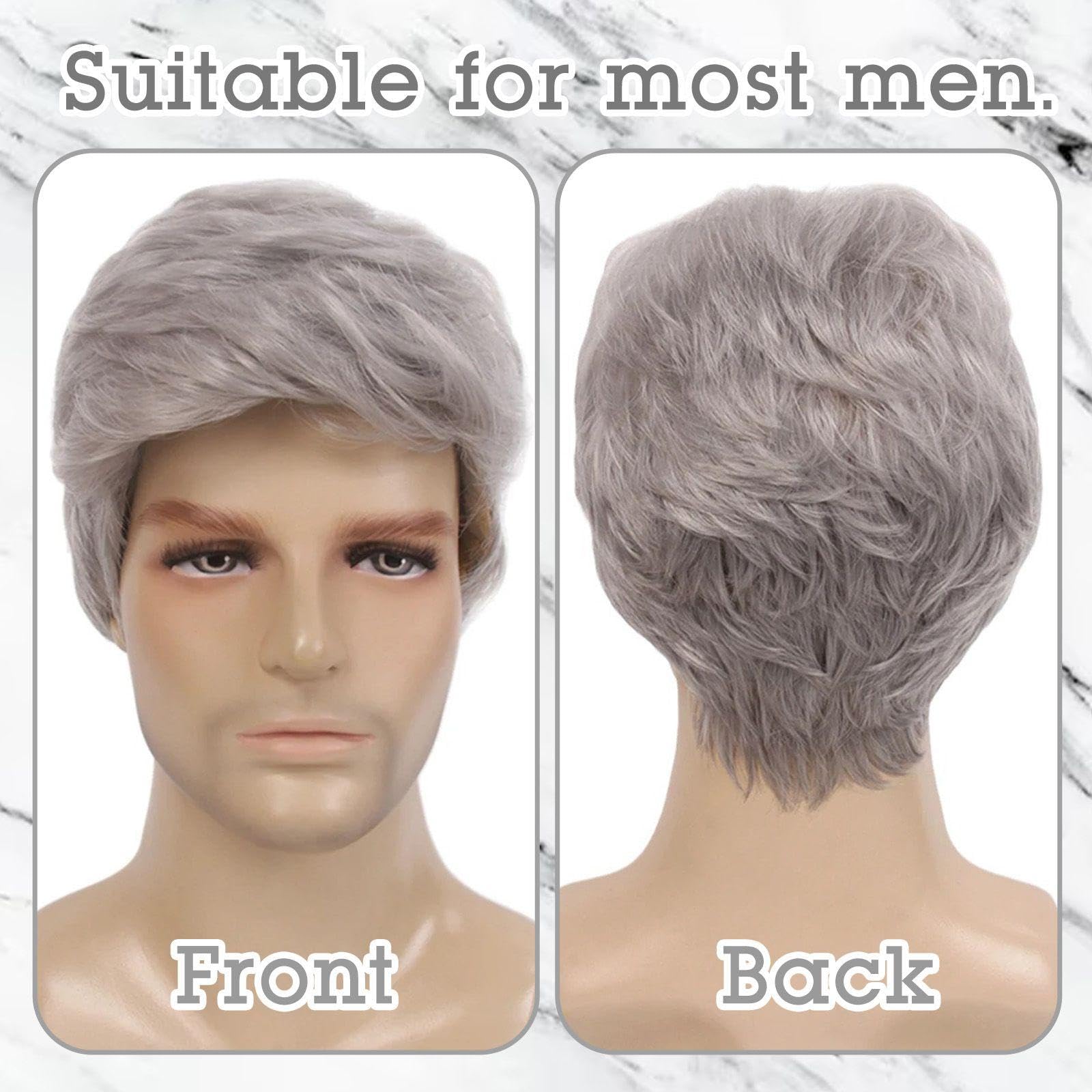 1 Pezzo Di Capelli Corti Grigi, Rete Per Capelli, Personalità Bella, Parrucca Da Uomo Creativa, Oggetti Di Ruolo, Decorazione Di Pettinatura Quotidiana.