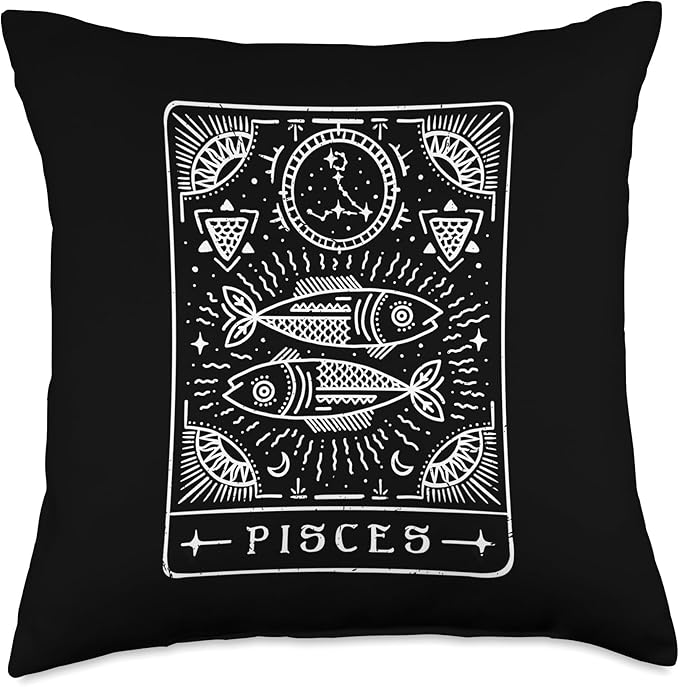 Pisces Tarot / Pisces Zodiac Sign / Pisces Birthday Month Throw Pillow