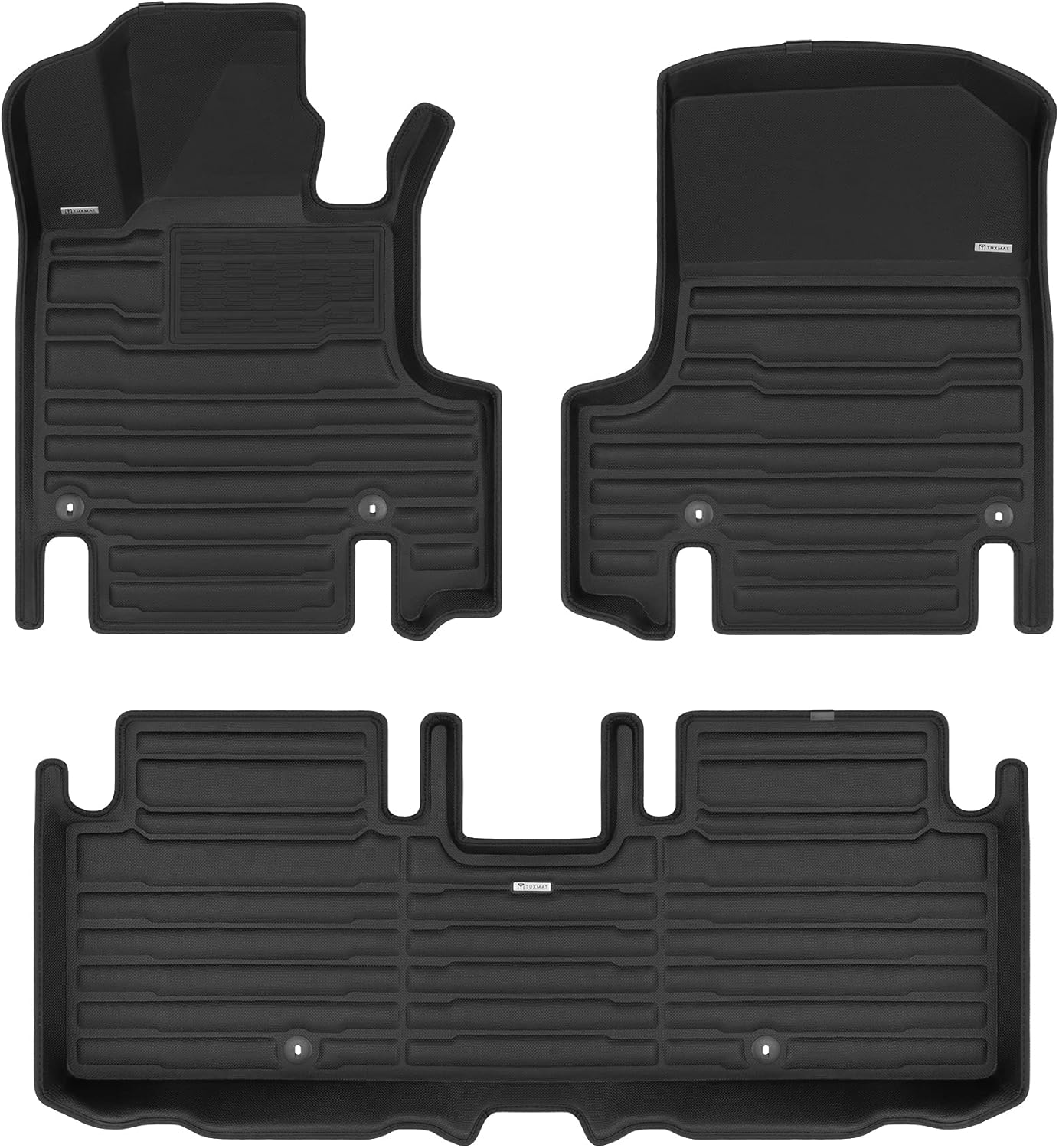 TuxMat - for Genesis GV60 2023-2025 Models - Custom Car Mats - Maximum Coverage, All Weather, Laser Measured - This Full Set Includes 1st and 2nd Rows