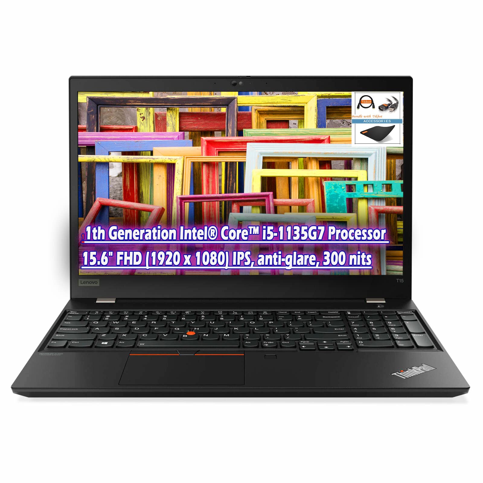 Lenovo ThinkPad T15 Gen2 Ultralight Laptop, i5-1135G7(i7-1065G7), 15.6" FHD IPS 300nits, Wi-Fi 6, US
