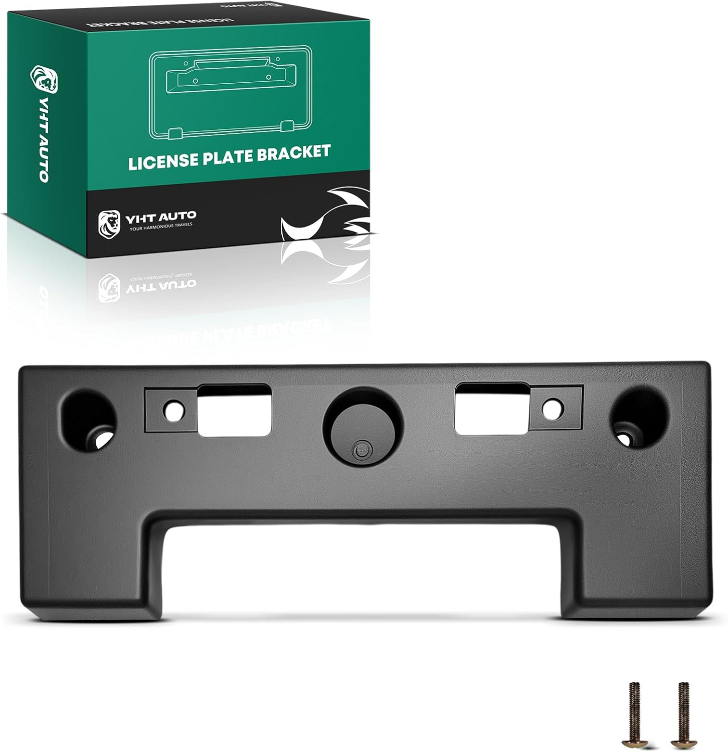 YHTAUTO Front License Plate Bracket w/Screws Compatible with Nissan Rogue 2008-2010, Plastic Black Bumper License Plate Frame, No Drill Licence Plate Holder